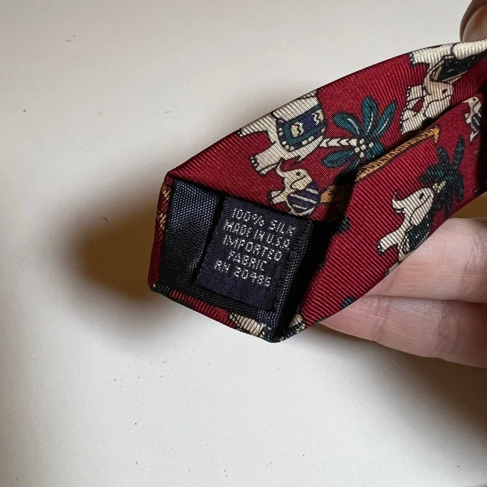 J.T. Beckett Mens Necktie Silk Safari‎ Animal Print Red OS